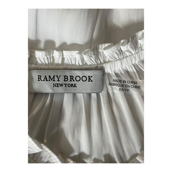 Ramy Brook top Hermine ruffle tri blouse Ivory size X-Small XS - Picture 4 of 7